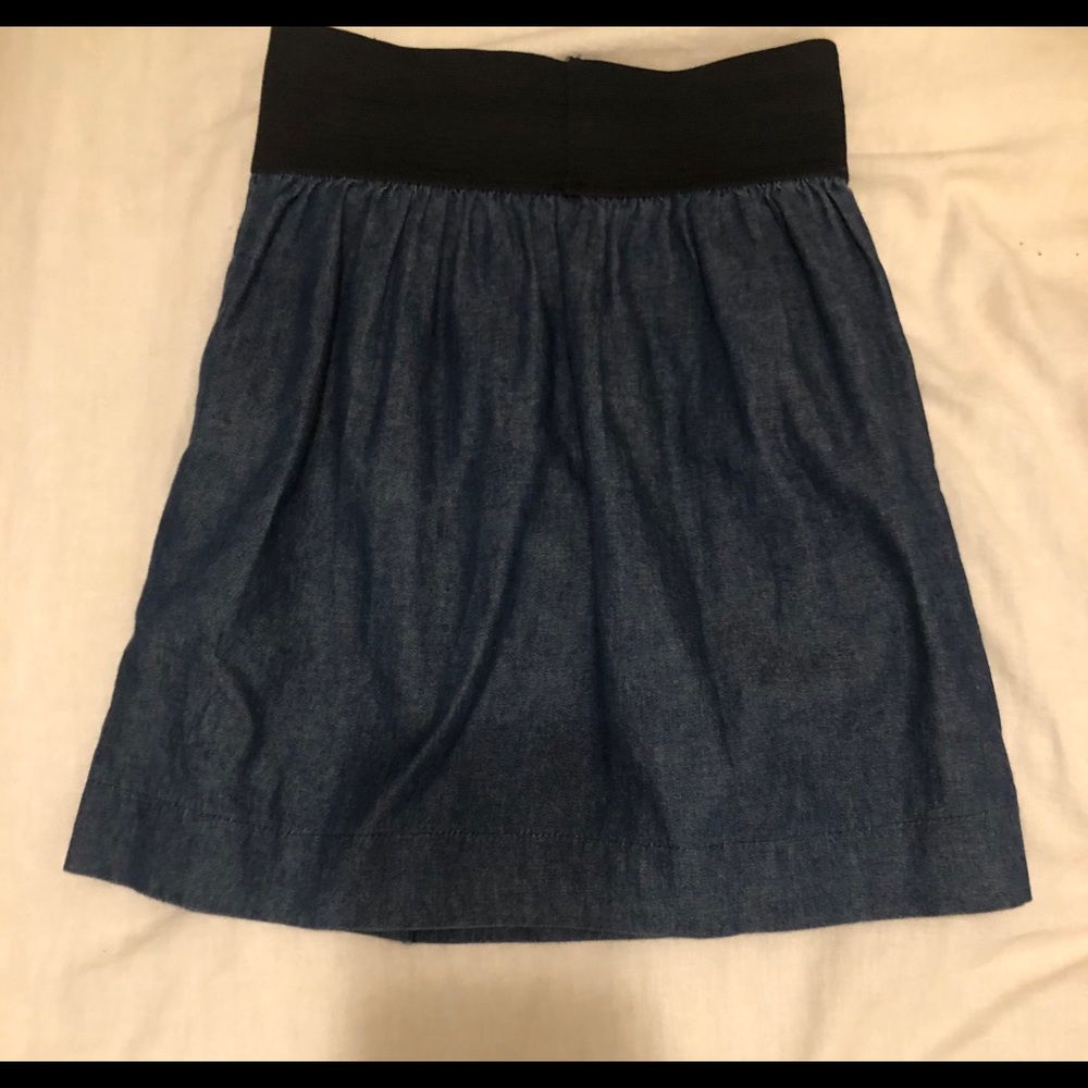 Denim Skirt with Black Elastic Band and Pockets